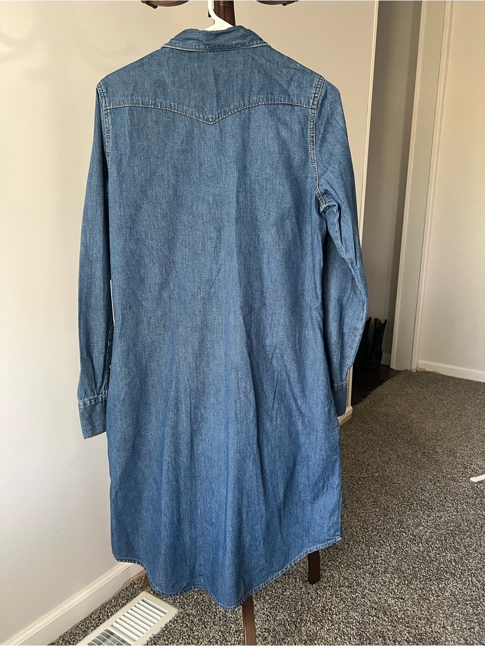 GAP Denim Long Sleeve Shirt Dress - Blue - Picture 4 of 6
